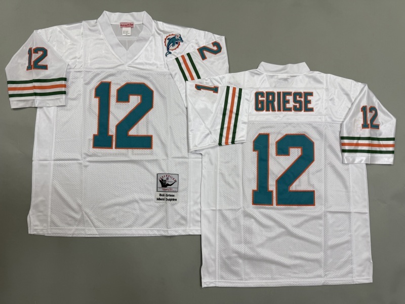 Men 2025 Miami Dolphins 12 Griese white Throwback Limited NFL Jersey style 001